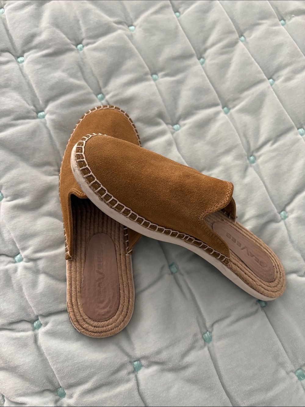 SeaVees Suede Slip-On Mules in Chestnut